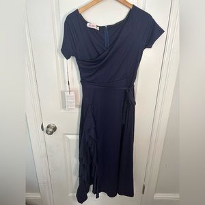 Navy blue midi off the shoulder dress. Tags on!